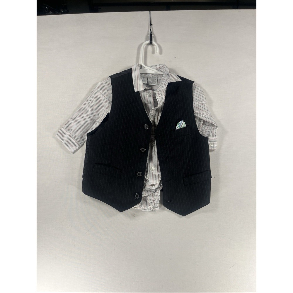 Koala Kids Baby Boys Dress Outfit 3-6M Shirt & Vest Pinstripe Formal Holiday